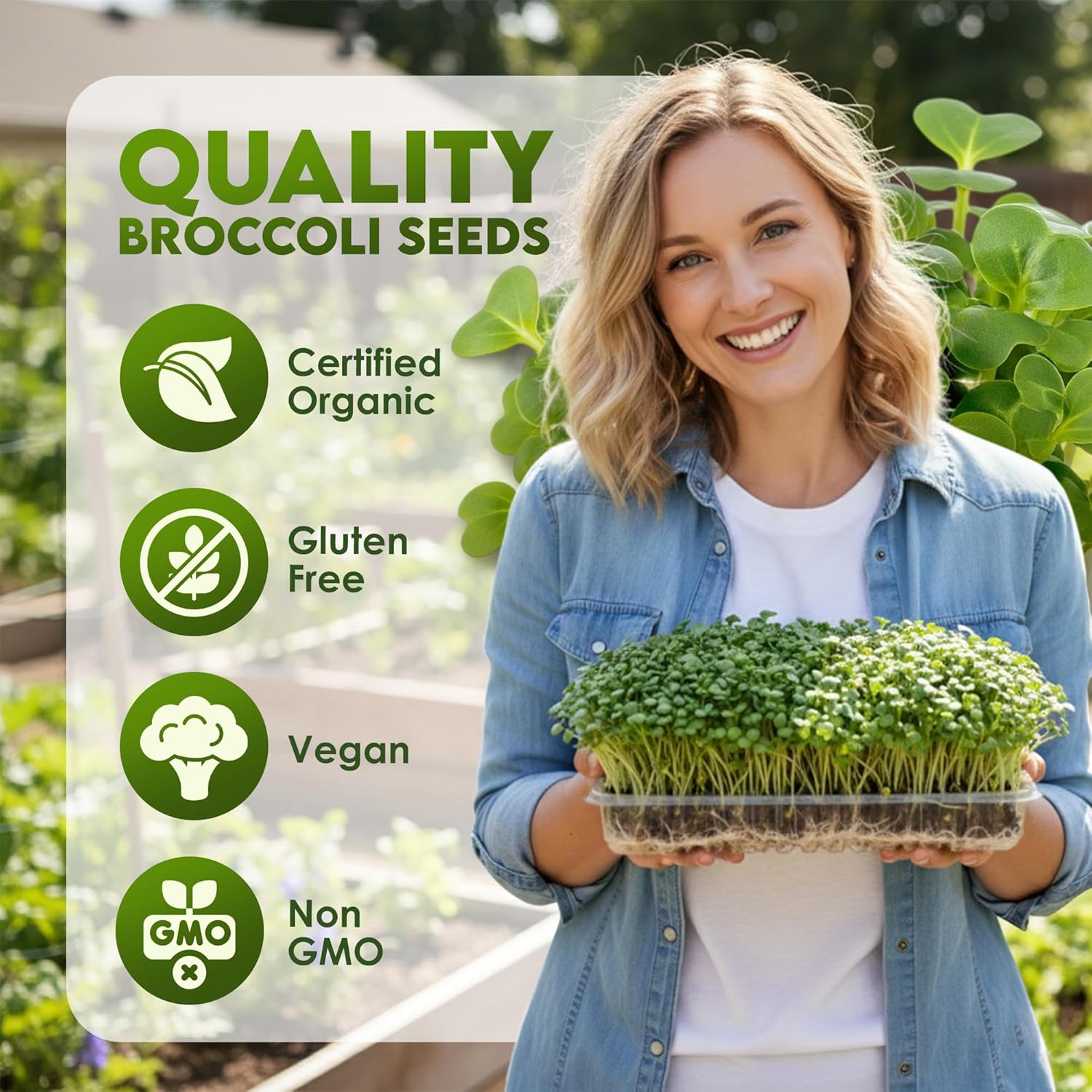 Nature Jim's Organic Broccoli Sprouting Seeds – Non-GMO, Rich in Sulforaphane, Fast-Growing Microgreen Seeds for Indoor/Outdoor Planting– Ideal Organic Sprouting Seed for Nutritious Gardening - 8oz
