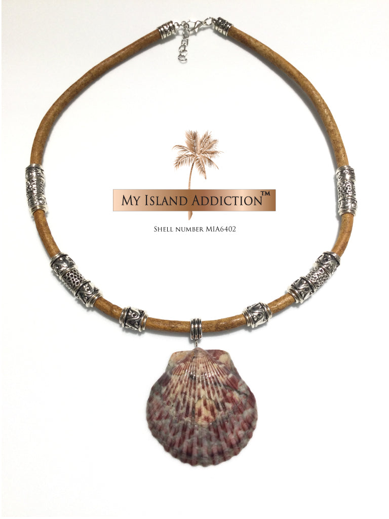 Leather Sanibel Shell Choker Necklace