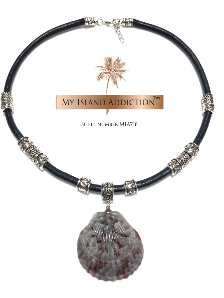 Shell necklace leather choker