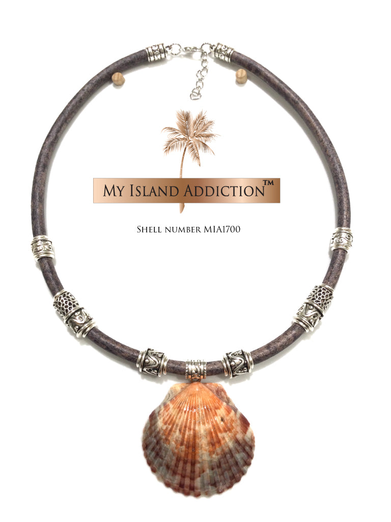 Leather Sanibel Shell Choker Necklace MIA1700