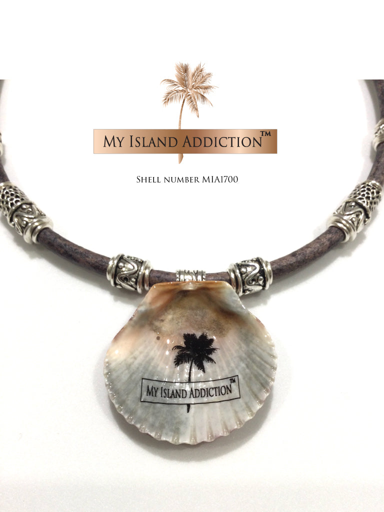Leather Sanibel Shell Choker Necklace MIA1700