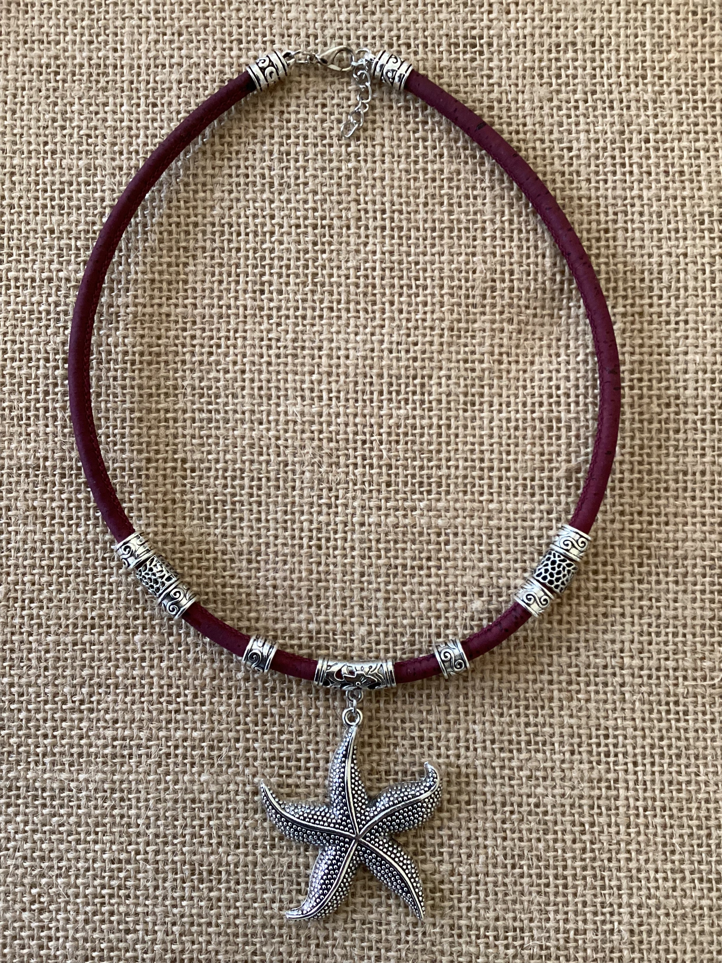 Maroon Starfish Pendant Necklace. (SOLD)