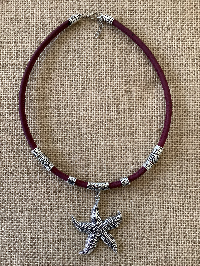 MIA-0161 Maroon Starfish Pendant Necklace. (SOLD)