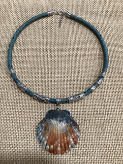 Sanibel Seashell Necklace, Choker with Bamboo Cork Cord