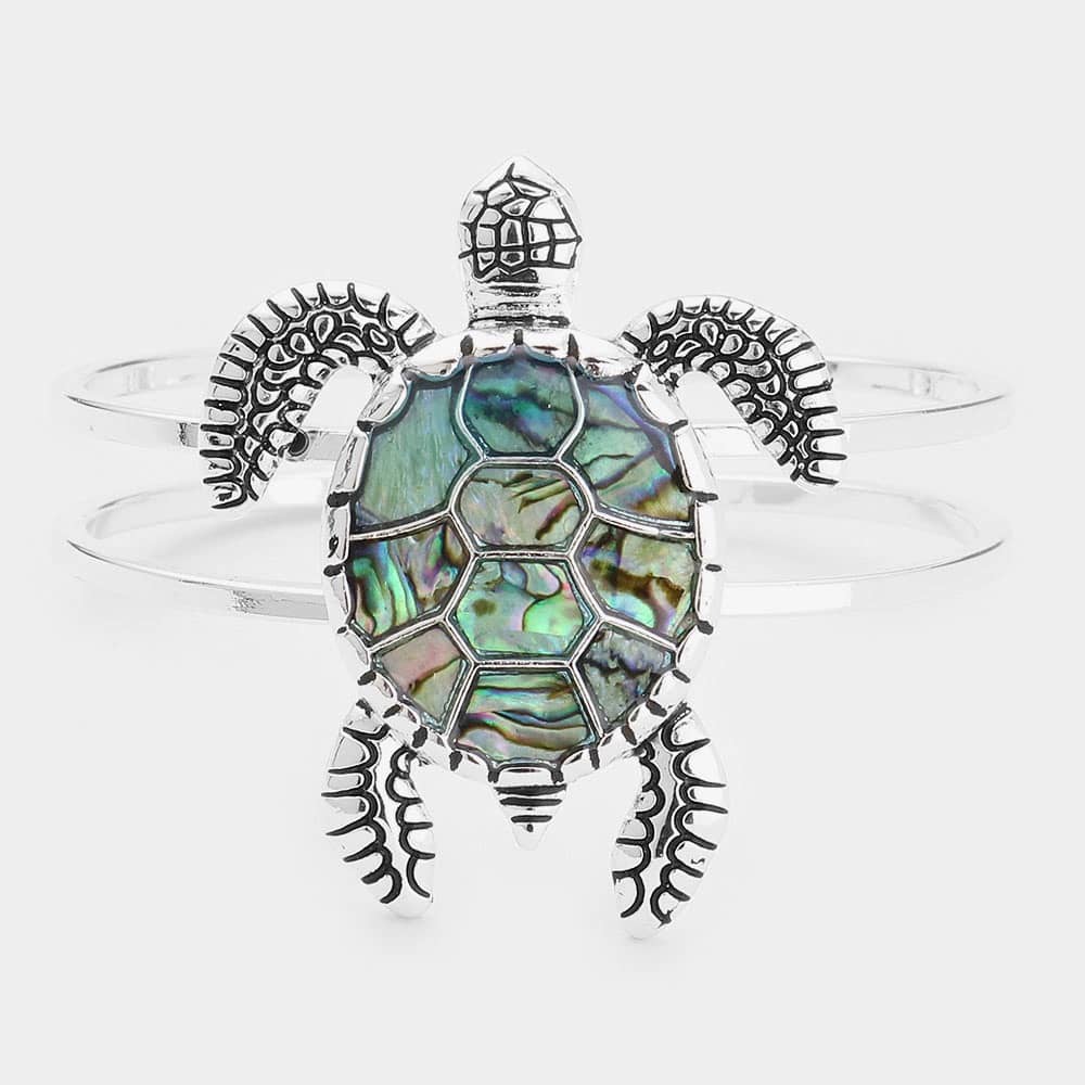 silver hinged sea turtle bacelet