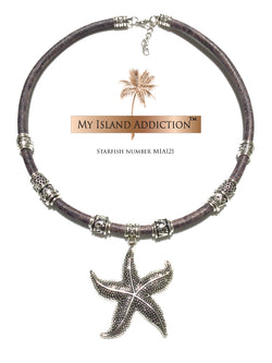 Leather Choker Starfish Necklace MIA121