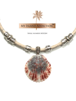 Freedom Series Leather Sanibel Shell Choker Necklace MIA364