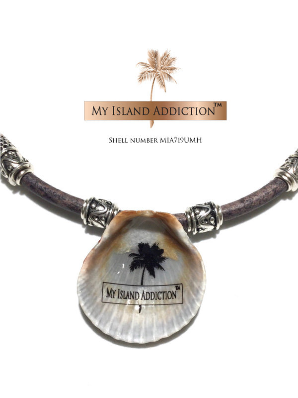 Inner Peace Leather Shell Choker Necklace MIA719UMH Ultimate Moonie Halo
