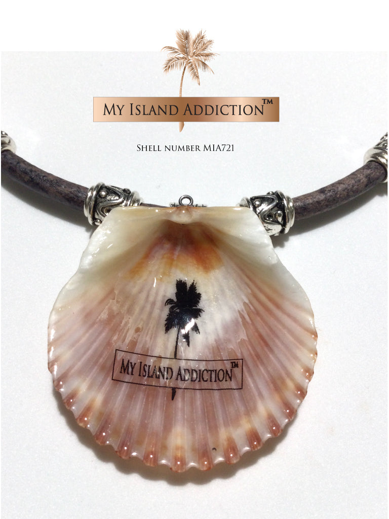 Sanibel Island Leather Shell Choker Necklace MIA721UMH