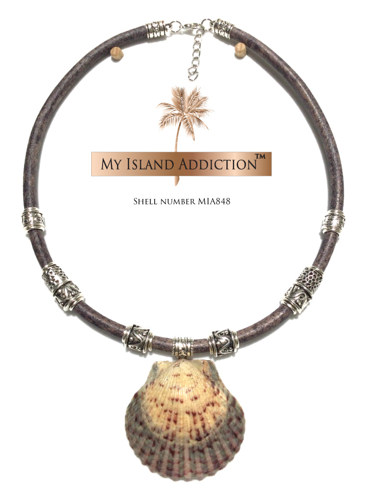 shell necklace choker jewelry leather
